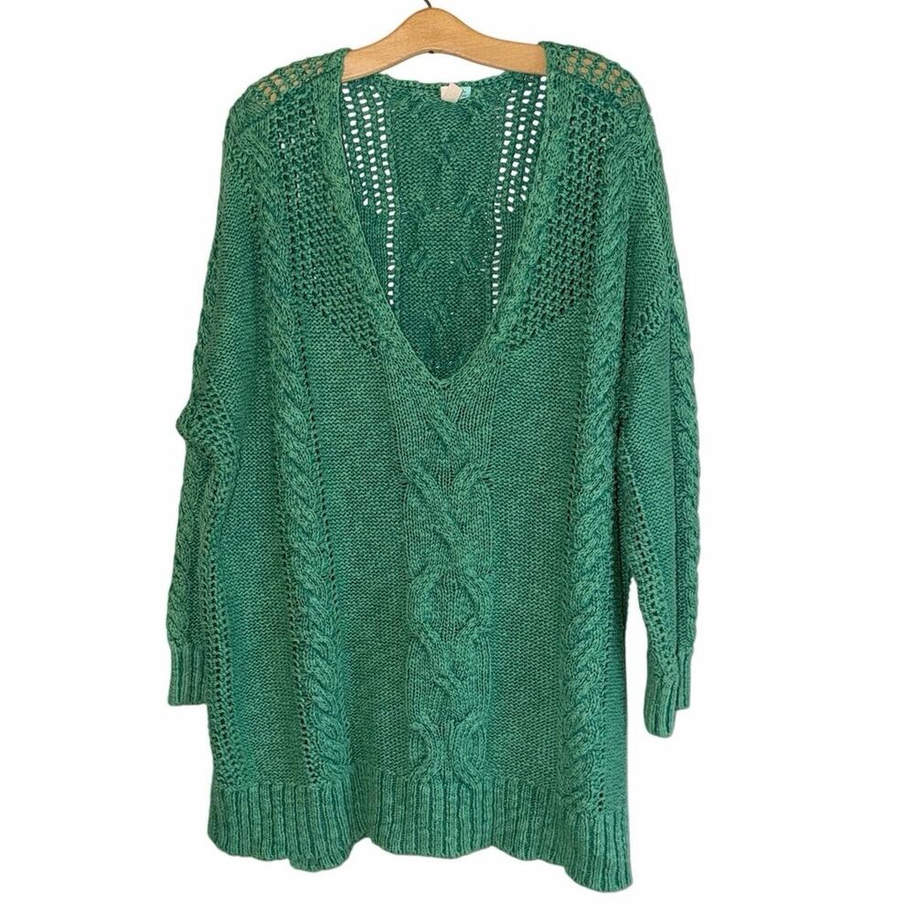 Pilcro Kelly green open knit 100% cotton sweater plus size 1X preppy oversized